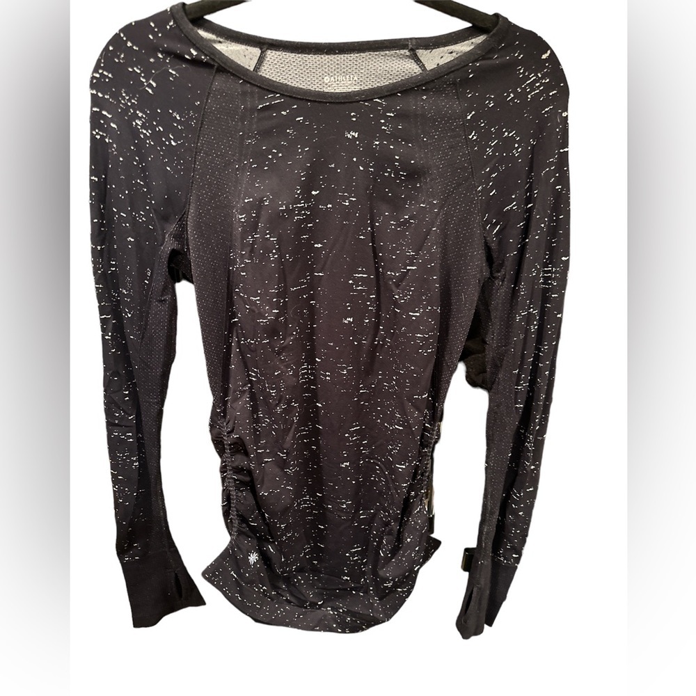 Athleta Running Long Sleeve w/Thumb Holes Black w/White Flecking Med Excellent